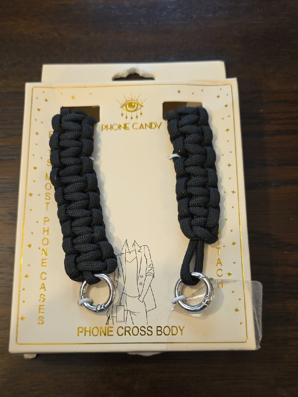 Black Braided Paracord Phone Crossbody Strap